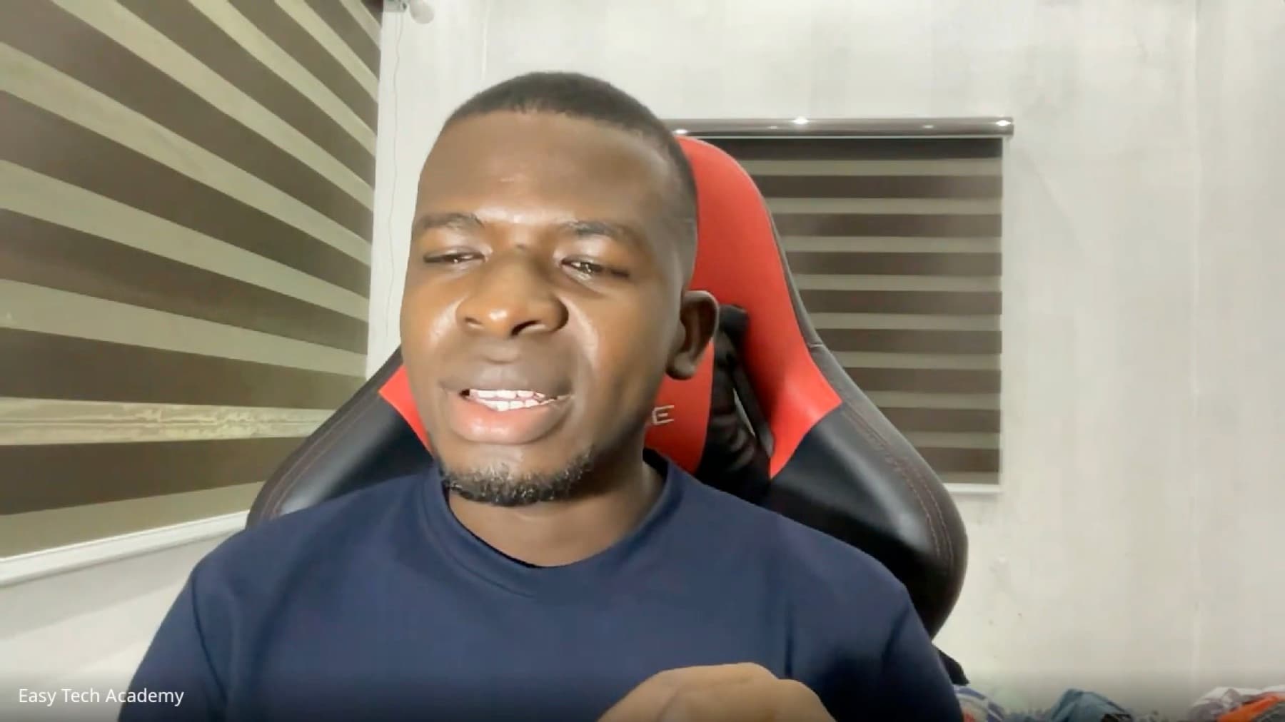 Israel Afolabi teaching a live online class for EasyTech Academy