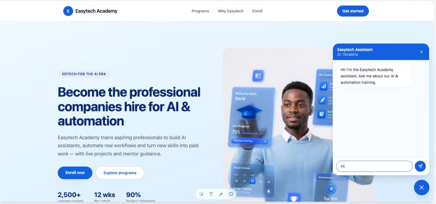 Website AI Assistant — build screenshot