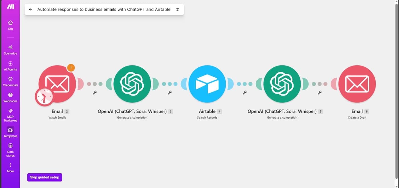 Automated Business Email Responses — build screenshot