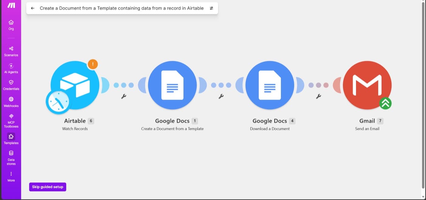 Document Generation from Templates — build screenshot